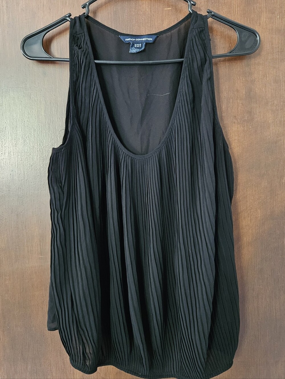 French Connection Black Pleated Sleeveless Tank